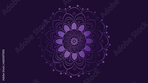 Abstract Mandala in golden and purple combination. This simple mandala can make your project more colorful or festival mode.