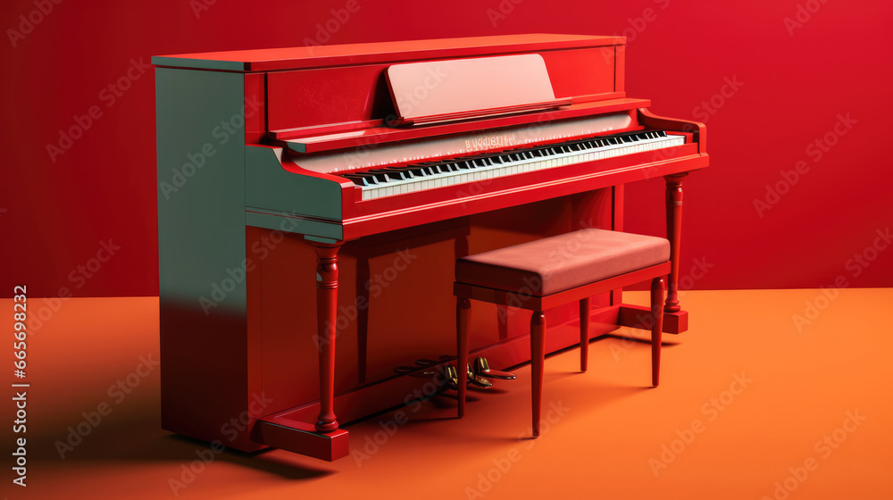 Elegant console piano against a clean background, a symbol of timeless musical grace and sophistication Elegant console piano against a clean background, a symbol of timeless musical grace and sophistication