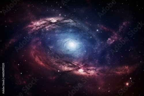 Galaxy in empty space. Generative AI photo
