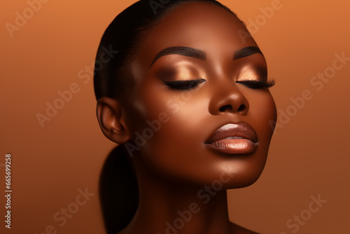 Portrait of a beautiful african american woman with perfect skin.beauty and spa concept