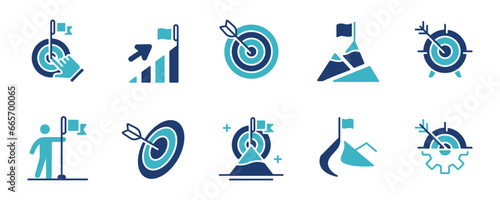 business challenge target arrow mission icon set goal objective performance growth objective marketing management vector illustration for web and app