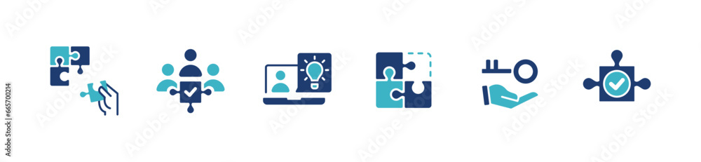set of problem solving strategy innovation match jigsaw puzzle piece icon set creative idea teamwork challenge solution vector illustration objective management success answer symbol design set of problem solving strategy innovation match jigsaw puzzle piece icon set creative idea teamwork challenge solution vector illustration objective management success answer symbol design