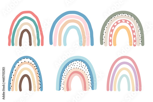 Hand drawn boho rainbows collection