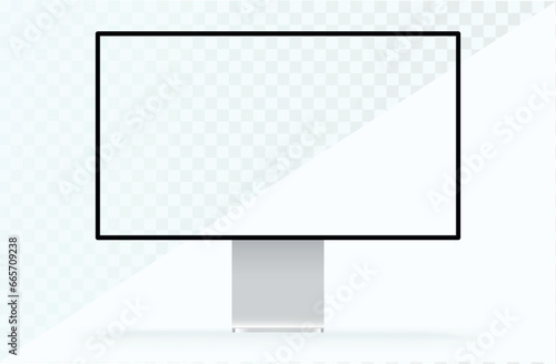 desktop pc vector mocup. monitor display with blank screen isolated on background. Vector illustration