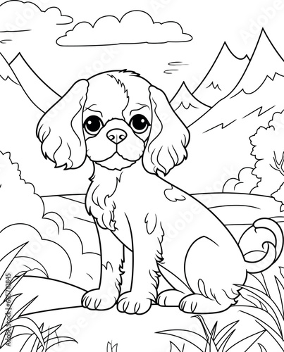 Cavalier King Charles Spaniel dog coloring page