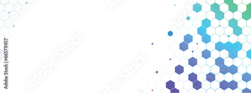 Vector banner design, white background with hexagon pattern. line hexagon light technology futuristic geometric design modern on white background vector.