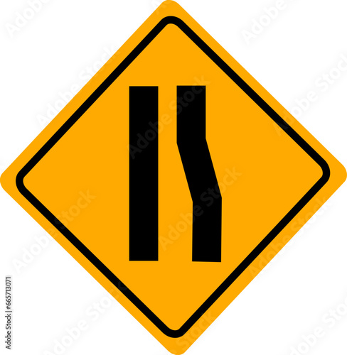 Traffic road signs right lane ends ahead. Replaceable vector design