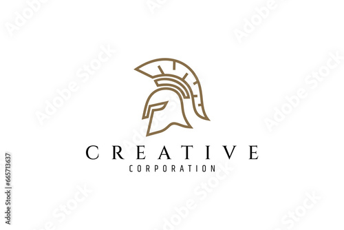 titan or spartan warrior linear logo template