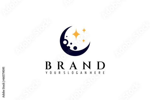 crescent moon with star logo design