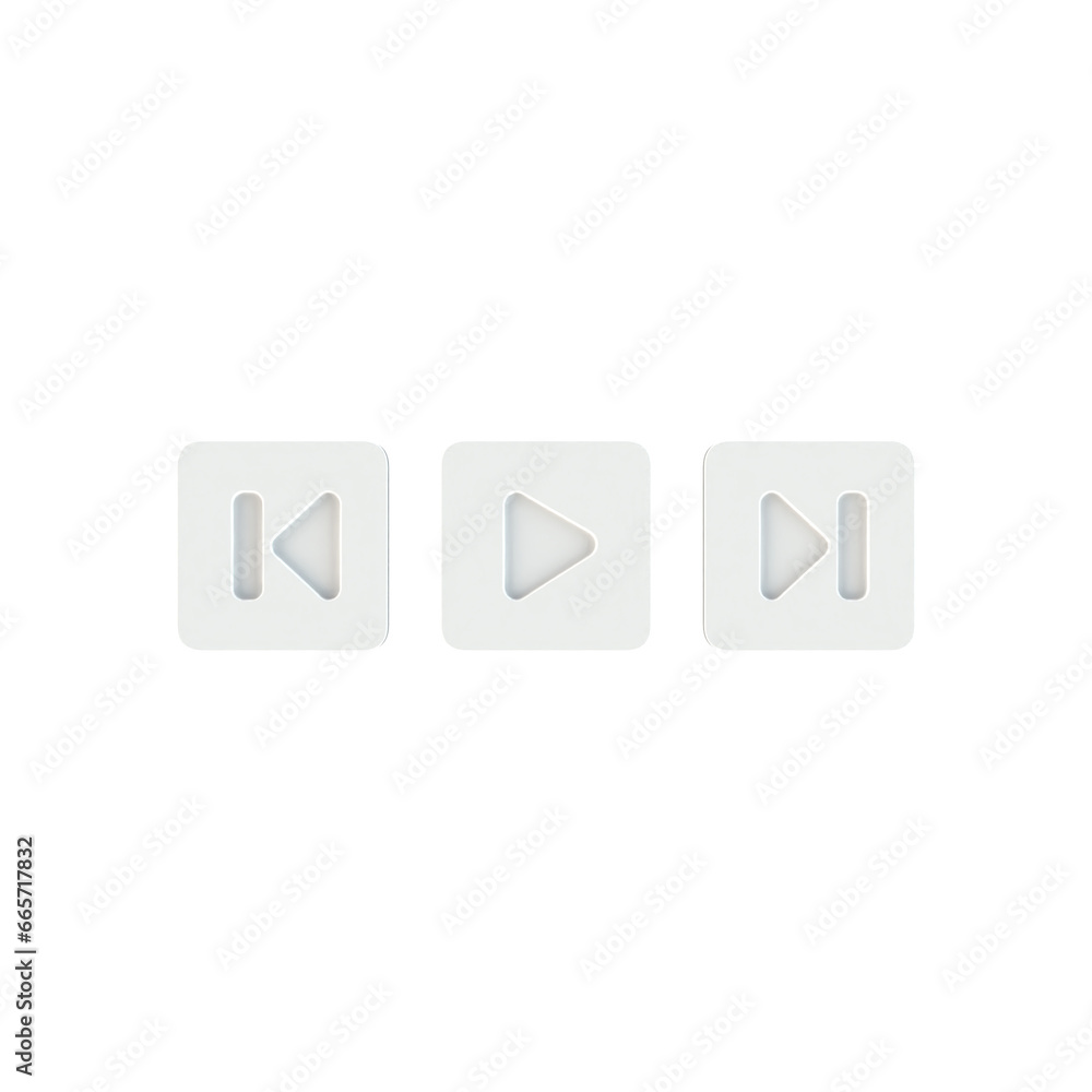 White multimedia buttons interface 3d White multimedia buttons interface 3d