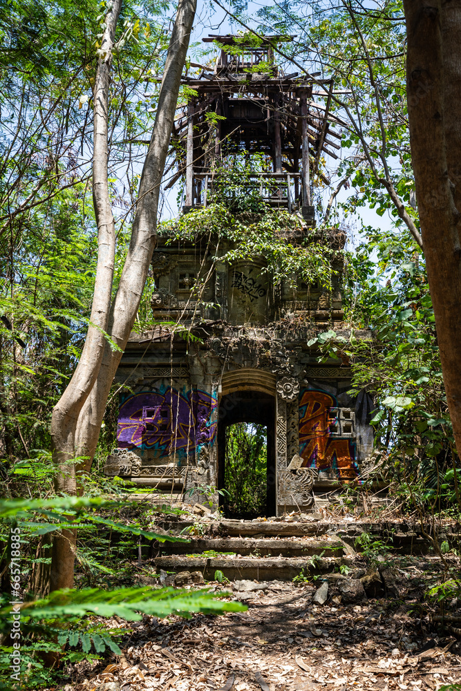 Taman Festival Bali, Padang Galak, a lost place in Bali Indonesia. A former water and amusement park that is being reclaimed by nature Taman Festival Bali, Padang Galak, a lost place in Bali Indonesia. A former water and amusement park that is being reclaimed by nature