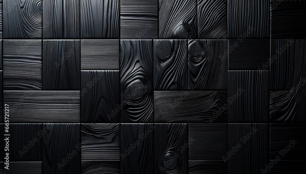 This image showcases a collection of rectangular tiles, each with intricate wood grain patterns. The tiles exhibit varying degrees of depth and texture, presenting the natural swirls, knots, and lines - obrazy, fototapety, plakaty 