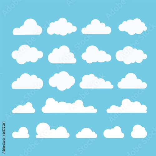 cloud vector flat design clipart set sky graphic minimal collection