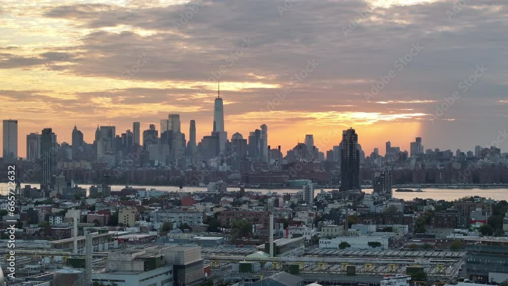 Aerial view of New York City at sunset Aerial view of New York City at sunset