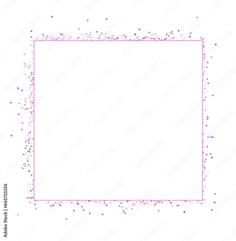 Pink Glitter Sparkle Square Frame. Decorative Shiny Border