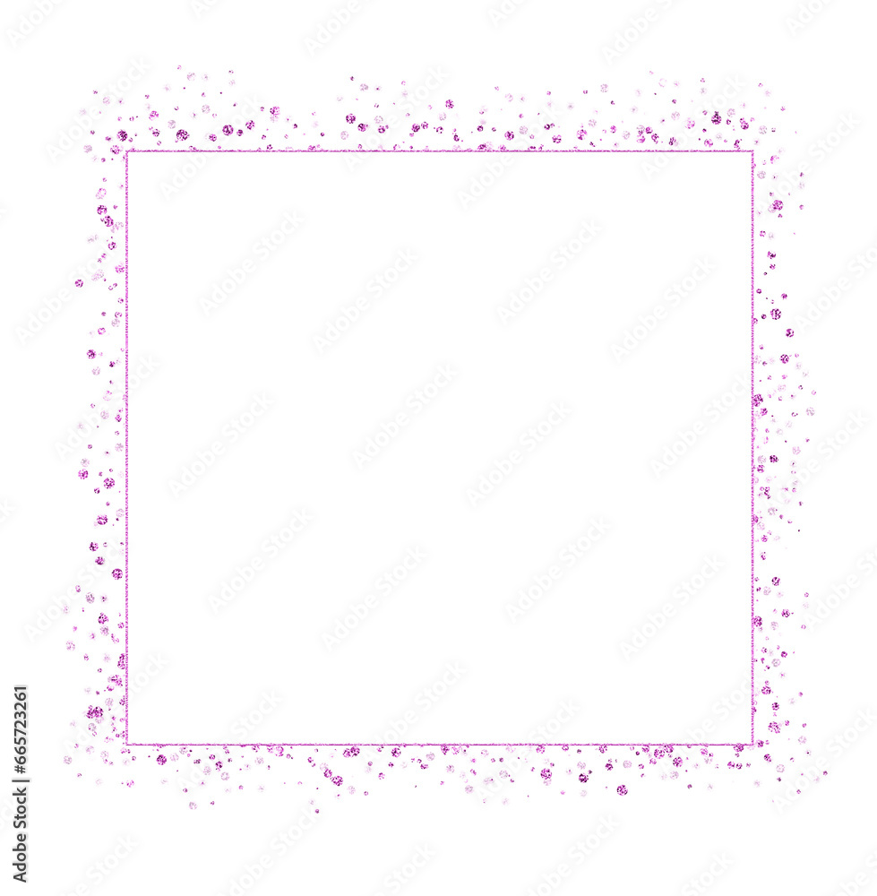 Pink Glitter Sparkle Square Frame. Decorative Shiny Border