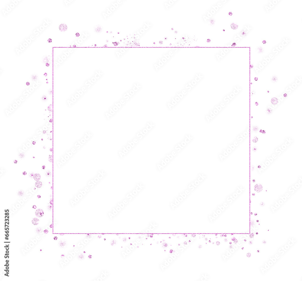 Pink Glitter Sparkle Square Frame. Decorative Shiny Border