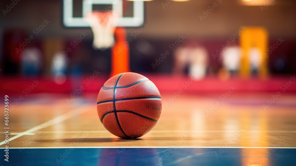 Basketball pitch and ball staged professional photo
