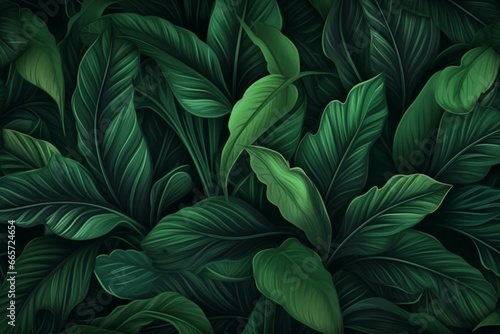 Dark green tropical leaves panorama  nature background for social media  Instagram  Facebook  banners. Generative AI