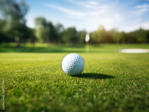 Golf ball on a field in golf club professional staged photo