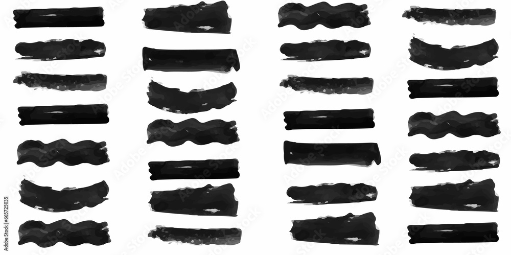 set of paint brush stroke, ink splatter and artistic design elements ...
