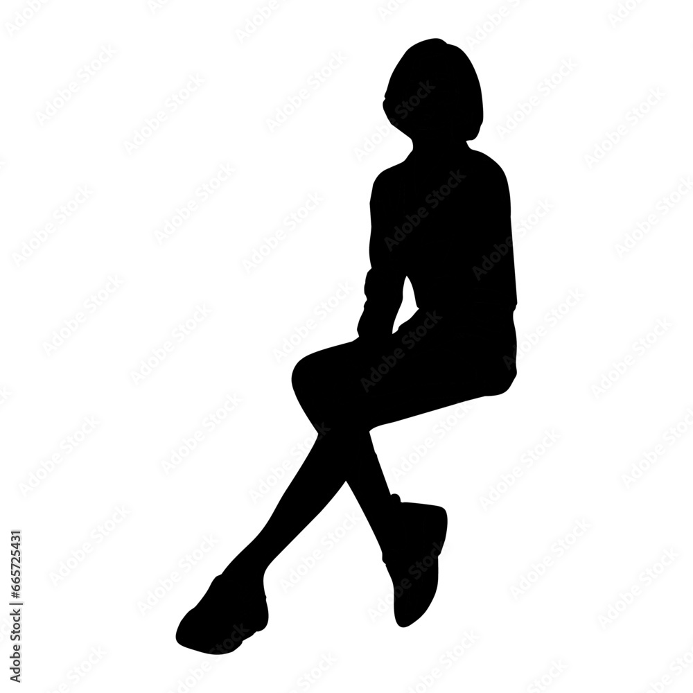 Silhouette of sitting woman
