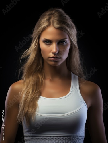 Pretty woman tennis player sport fashion portrait