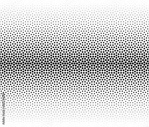 Diminishing circles . Geometric pattern on a white background. Seamless in one direction. Long fadeout