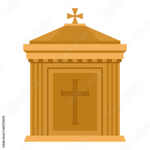 Golden Tabernacle for reposing the Eucharist - Catholic Flat Vector Illustration
