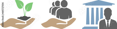ESG policy icons as a concept of environmental conservation and business sustainability