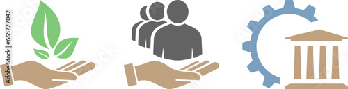 Environmental conservation, social and governance icons as ESG policy concept
