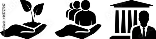 ESG icons as concept of environmental conservation and sustainable business development
