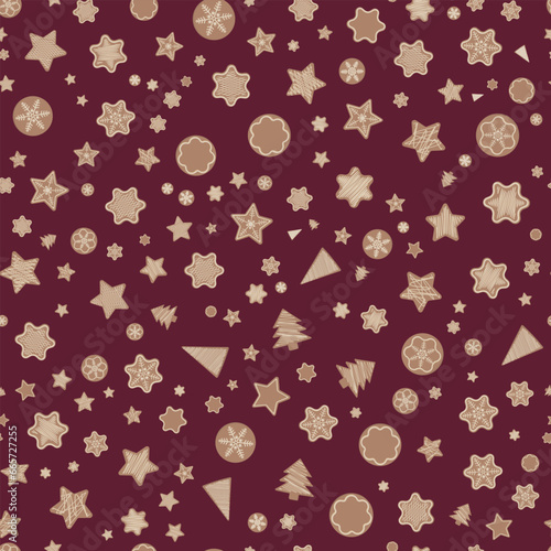 Christmas Seamless Pattern With Cookies.