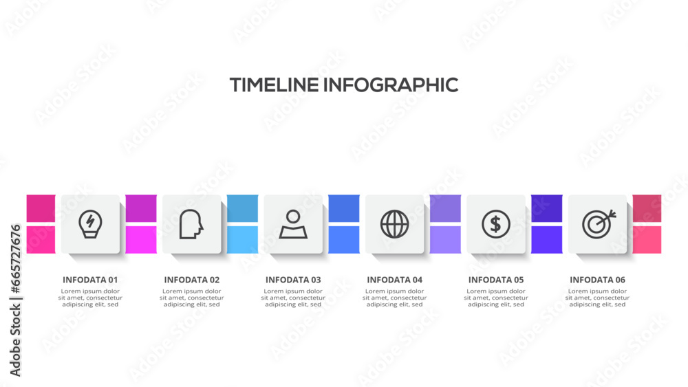 Fototapeta premium Timeline with 6 elements, infographic template for web, business, presentations, vector illustration