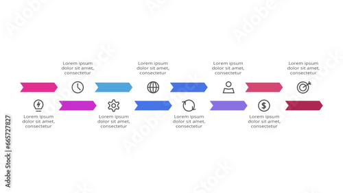 Timeline with 8 elements, infographic template for web, business, presentations, vector illustration
