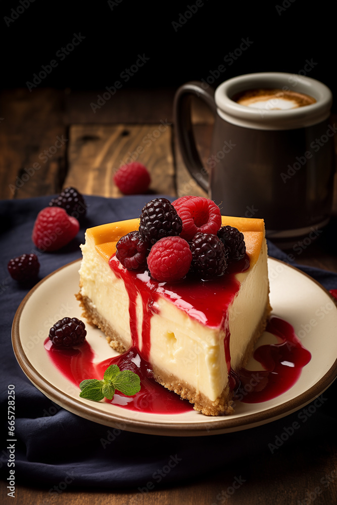Cheesecake with berries close up. Cheesecake with berries close up.