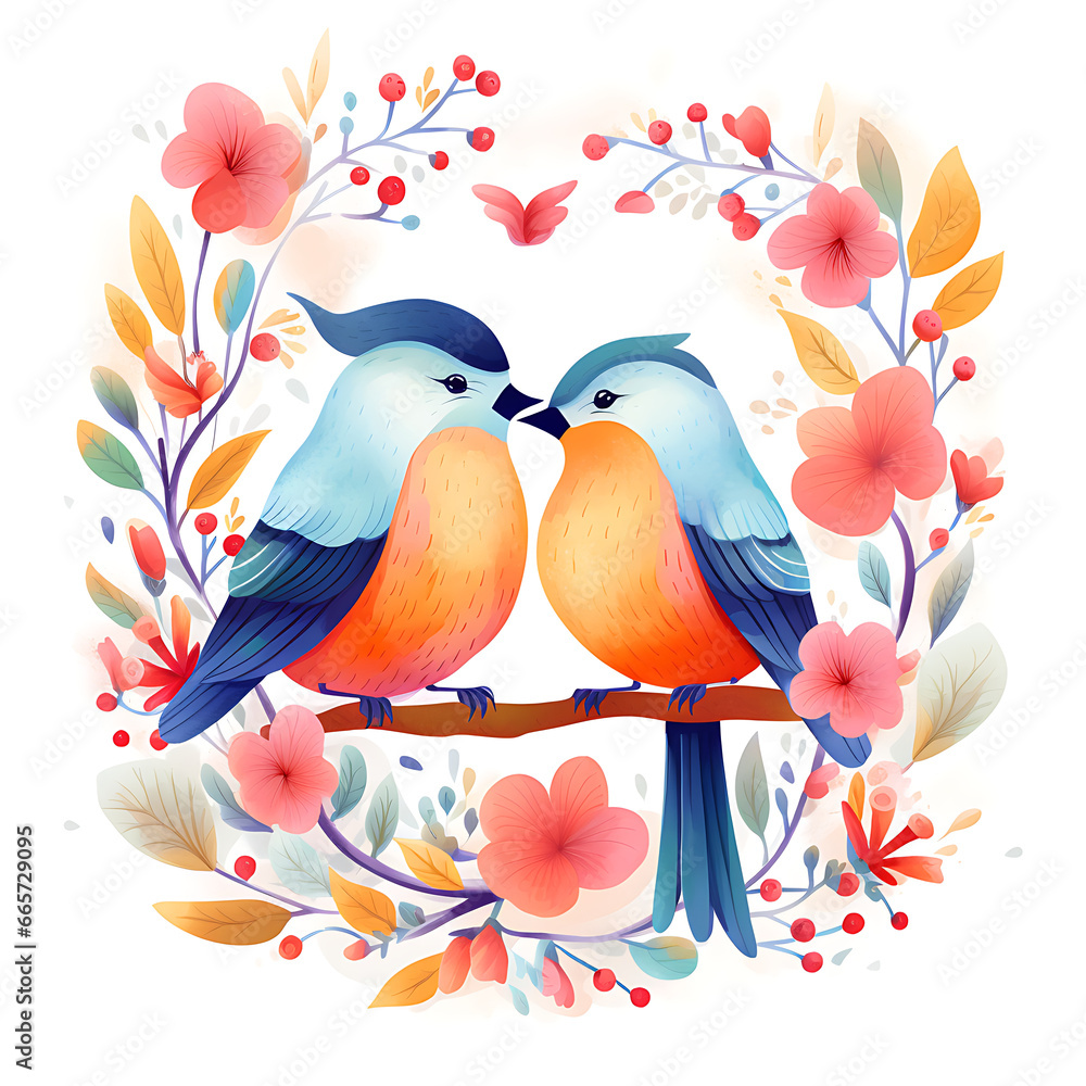 happy valentines day. Romantic illustration with couple in love and floating hearts happy valentines day. Romantic illustration with couple in love and floating hearts