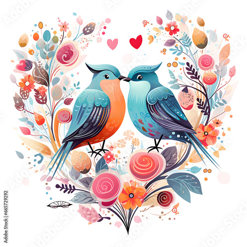 happy valentines day. Romantic illustration with couple in love and floating hearts © Design Wave Ai