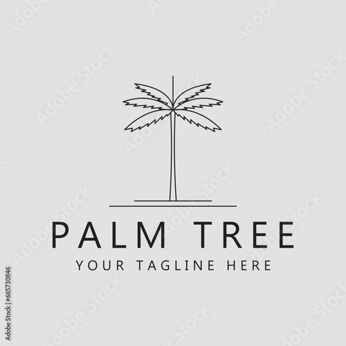 palm tree logo line art simple minimalist vector illustration icon graphic design