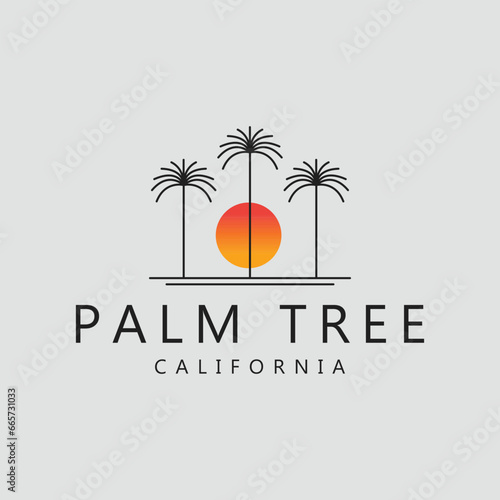 palm tree logo line art simple minimalist vector illustration icon graphic design