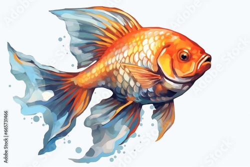 Illustrated fish on transparent background. Generative AI © Delphine
