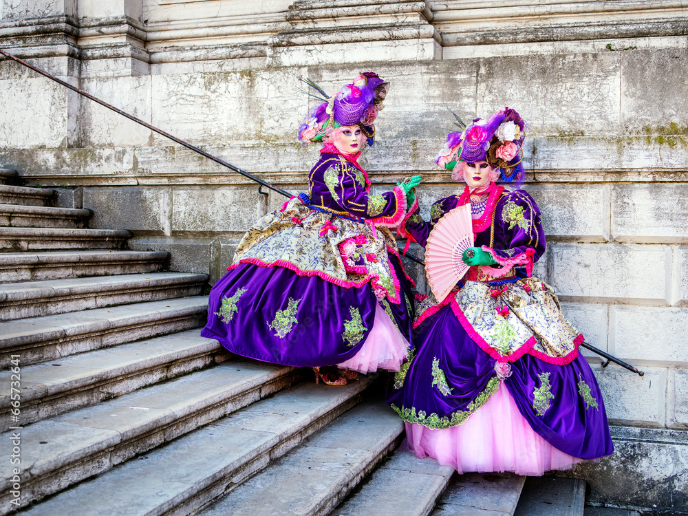 Carneval Costumes,Santa Maria de la Salute steps.Veneto,Venice,Italy,Europe Carneval Costumes,Santa Maria de la Salute steps.Veneto,Venice,Italy,Europe