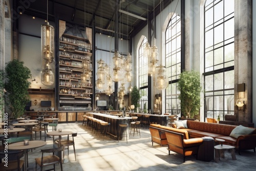 modern interior bar-cafe. industrial design.  © LeitnerR