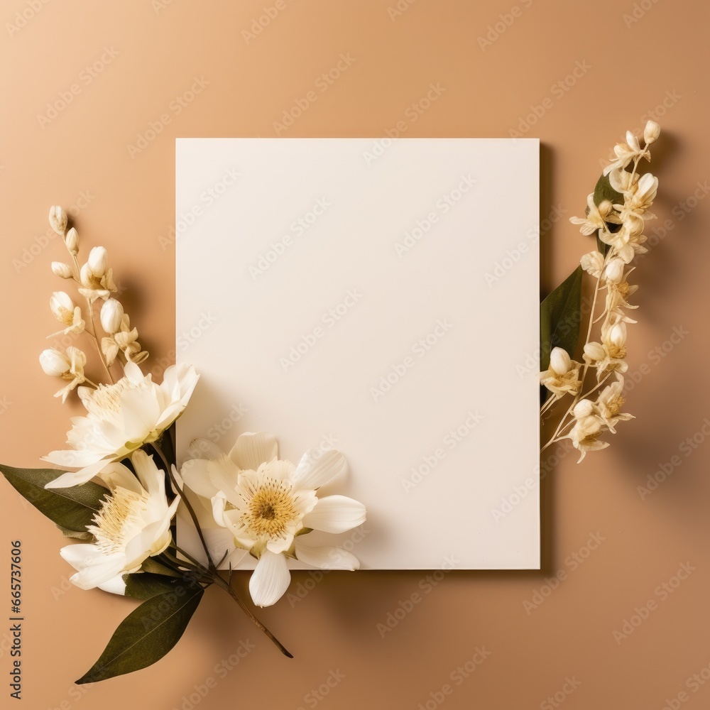 gentle marriage invitation postcard paper mockup romance letter floral wedding blank paper template