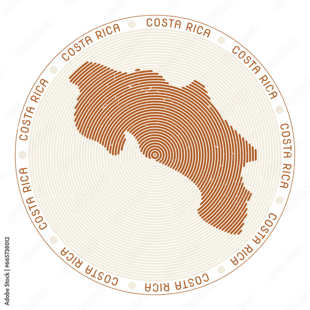 Costa Rica shape radial arcs. Country round icon. Costa Rica logo