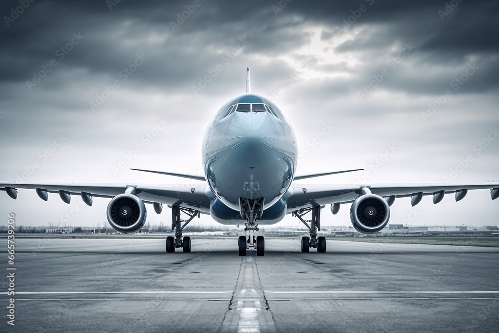 Airplane on the runway of the airport. 3D rendering. Airplane on the runway of the airport. 3D rendering.