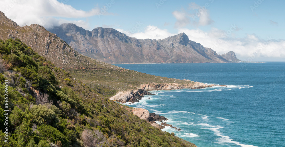 pristine, mountainous shoreline near Gordon's Bay, Helderberg, Western Cape, South Africa