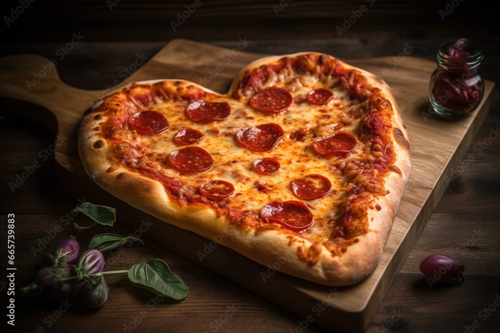 a heart-shaped pizza. Generative AI