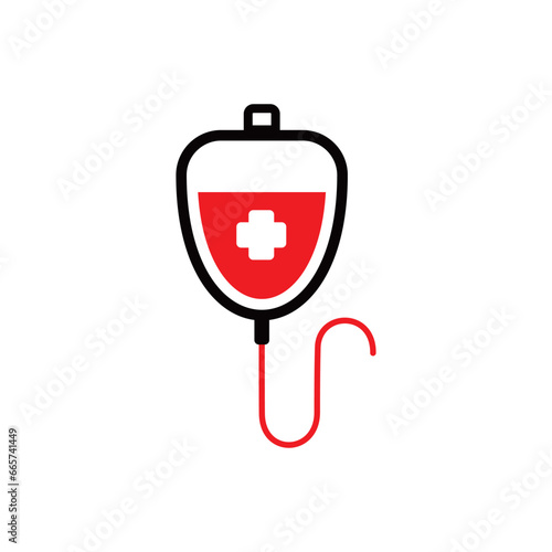 blood bag vector icon, IV bag sign and symbol.