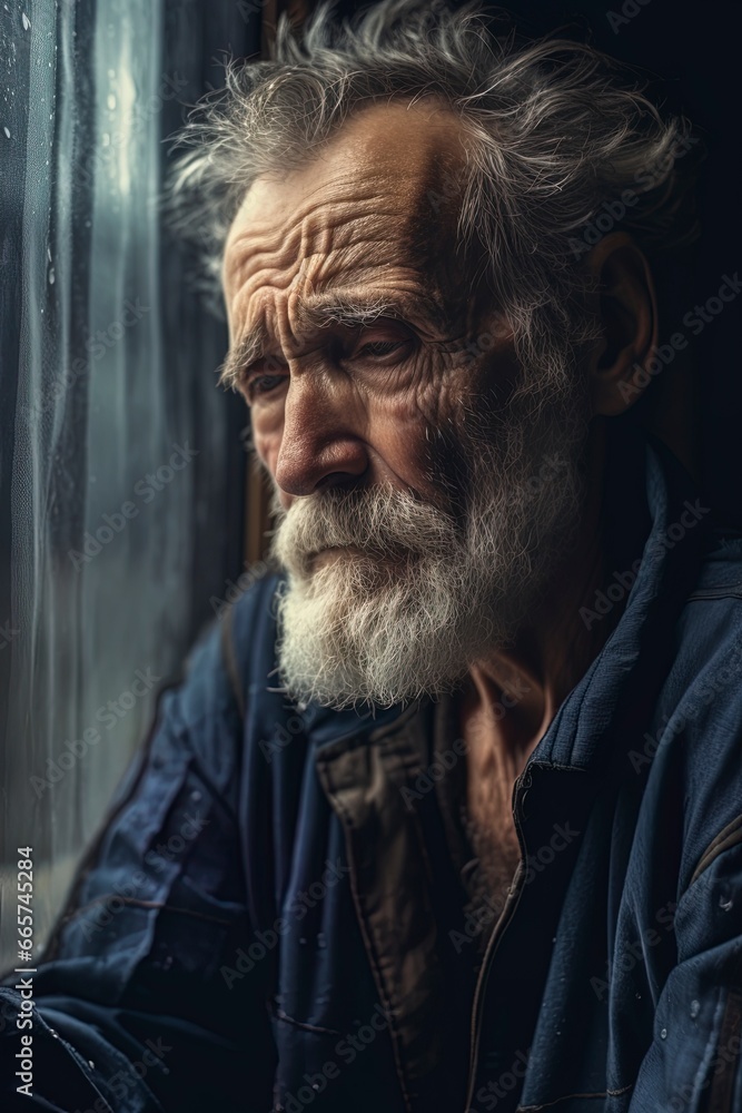 Depressed sad looking old man near a window. Dramatic concept for mental illness, alzheimer, dementia, depression, grief. Depressed sad looking old man near a window. Dramatic concept for mental illness, alzheimer, dementia, depression, grief.